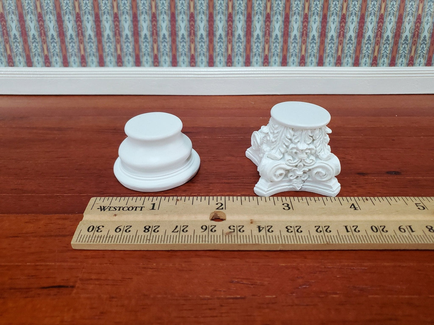 Dollhouse Athens Corinthian Capital & Base for Column or Pillar Large Cast Resin by Falcon A3690 - Miniature Crush
