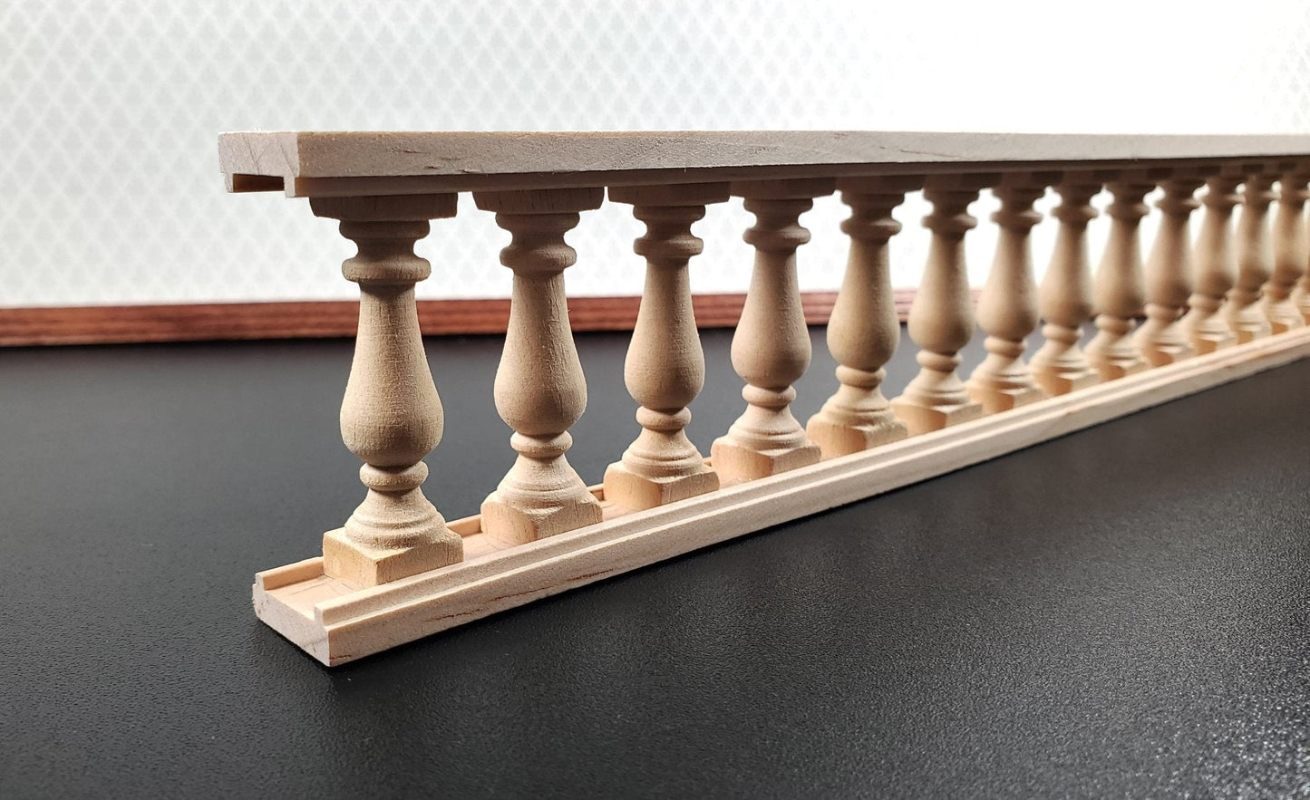 Dollhouse Balustrade Porch Balcony Railing 1 Piece 13 3/8" x 2" 1:12 Scale Miniature - Miniature Crush