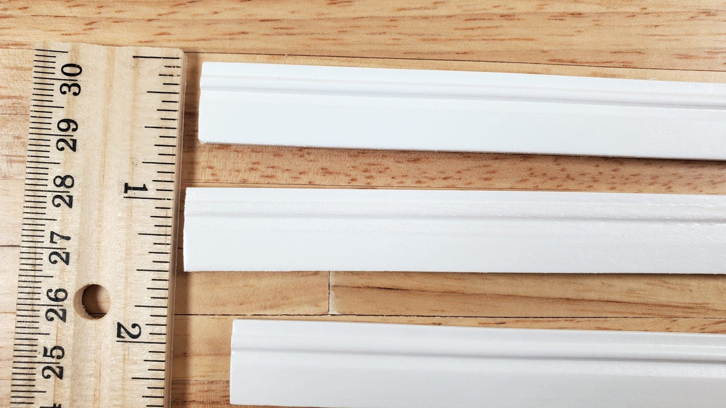 Dollhouse Baseboard 5 Pieces Trim White 1.5cm x 45cm long 1:12 Scale Skirting - Miniature Crush