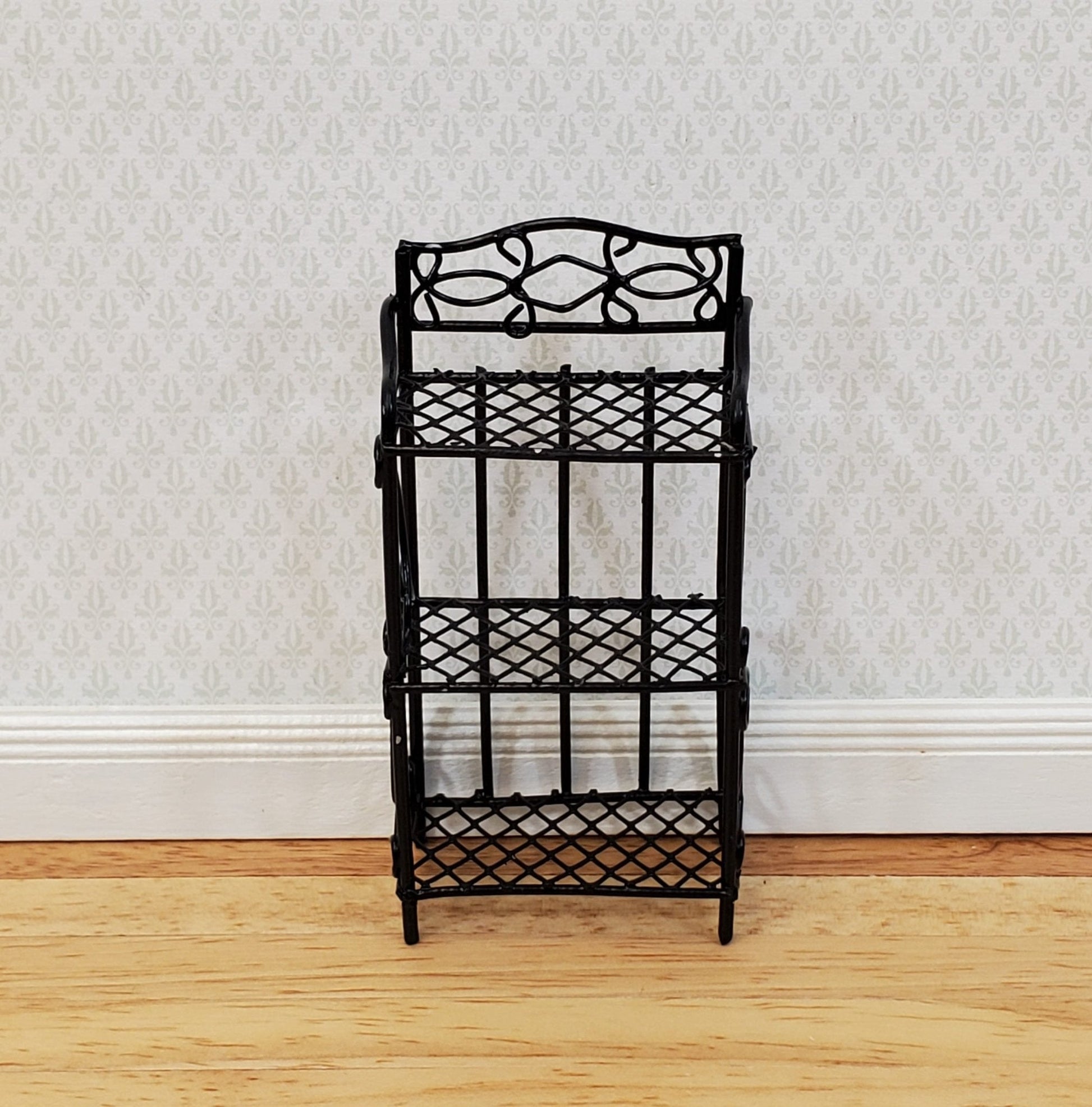 Dollhouse Black Metal Shelf Small 3 Shelves 1:12 Scale Miniature Kitchen Bakery - Miniature Crush