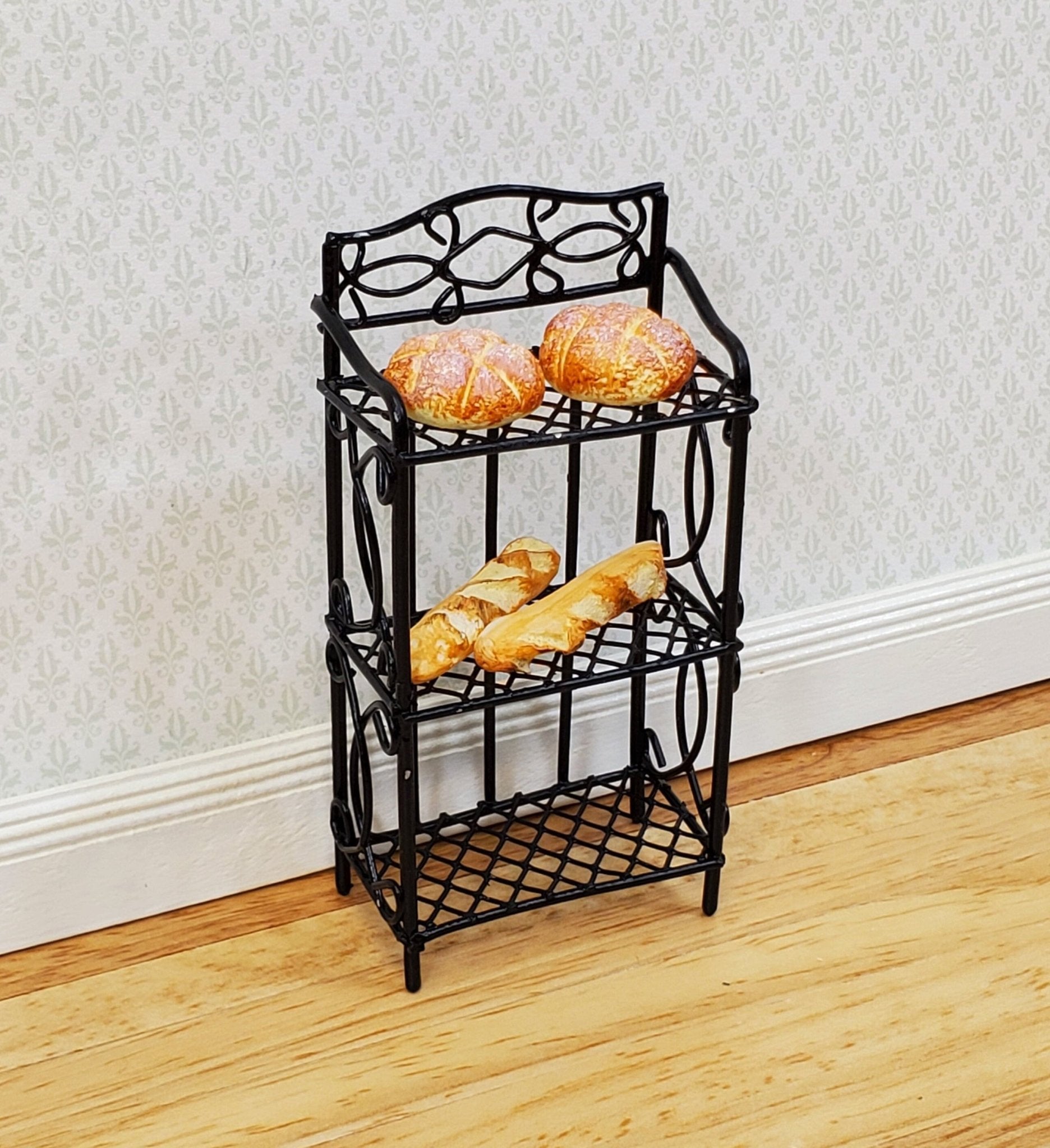 Dollhouse Black Metal Shelf Small 3 Shelves 1:12 Scale Miniature Kitchen Bakery - Miniature Crush