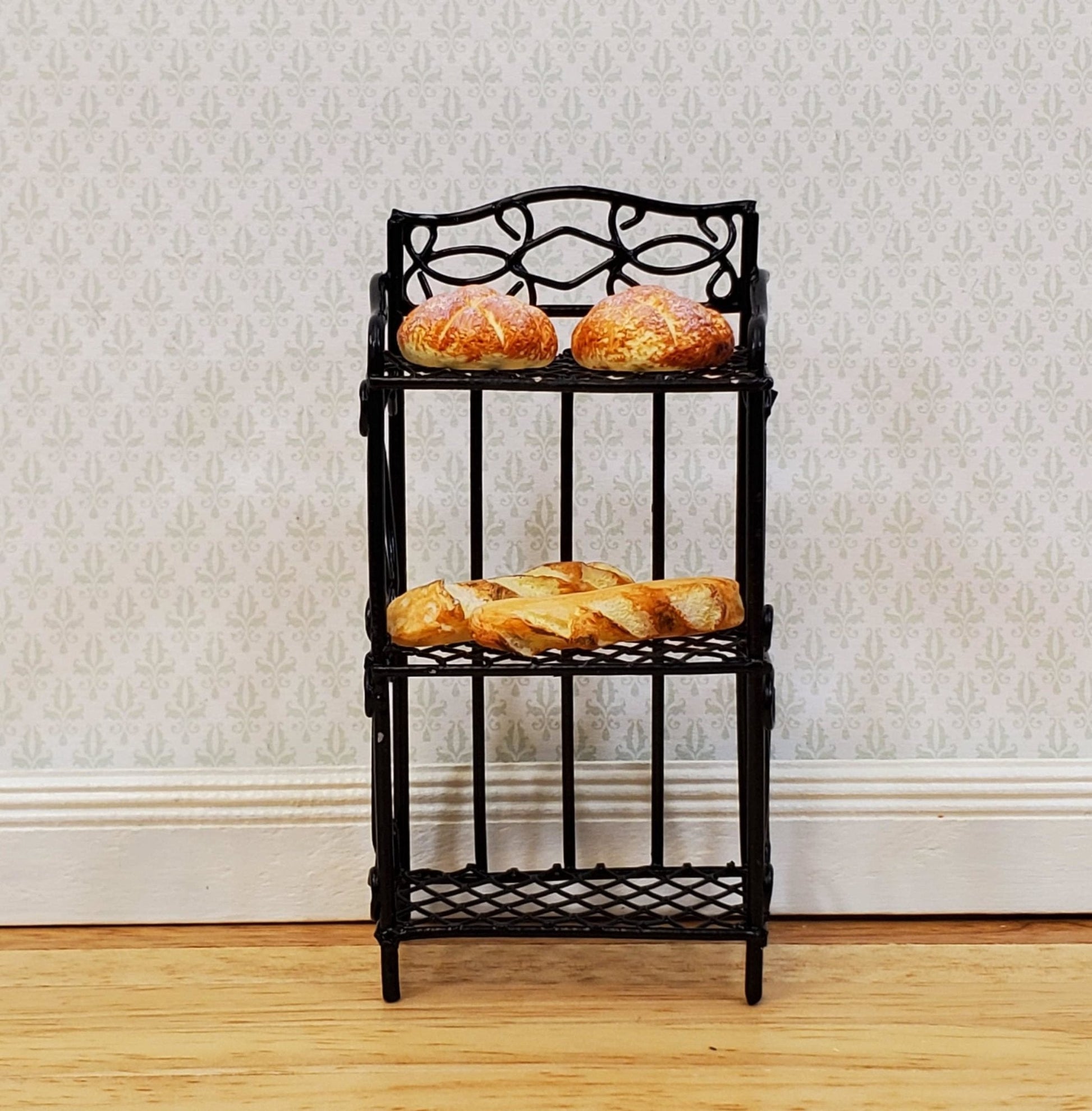 Dollhouse Black Metal Shelf Small 3 Shelves 1:12 Scale Miniature Kitchen Bakery - Miniature Crush