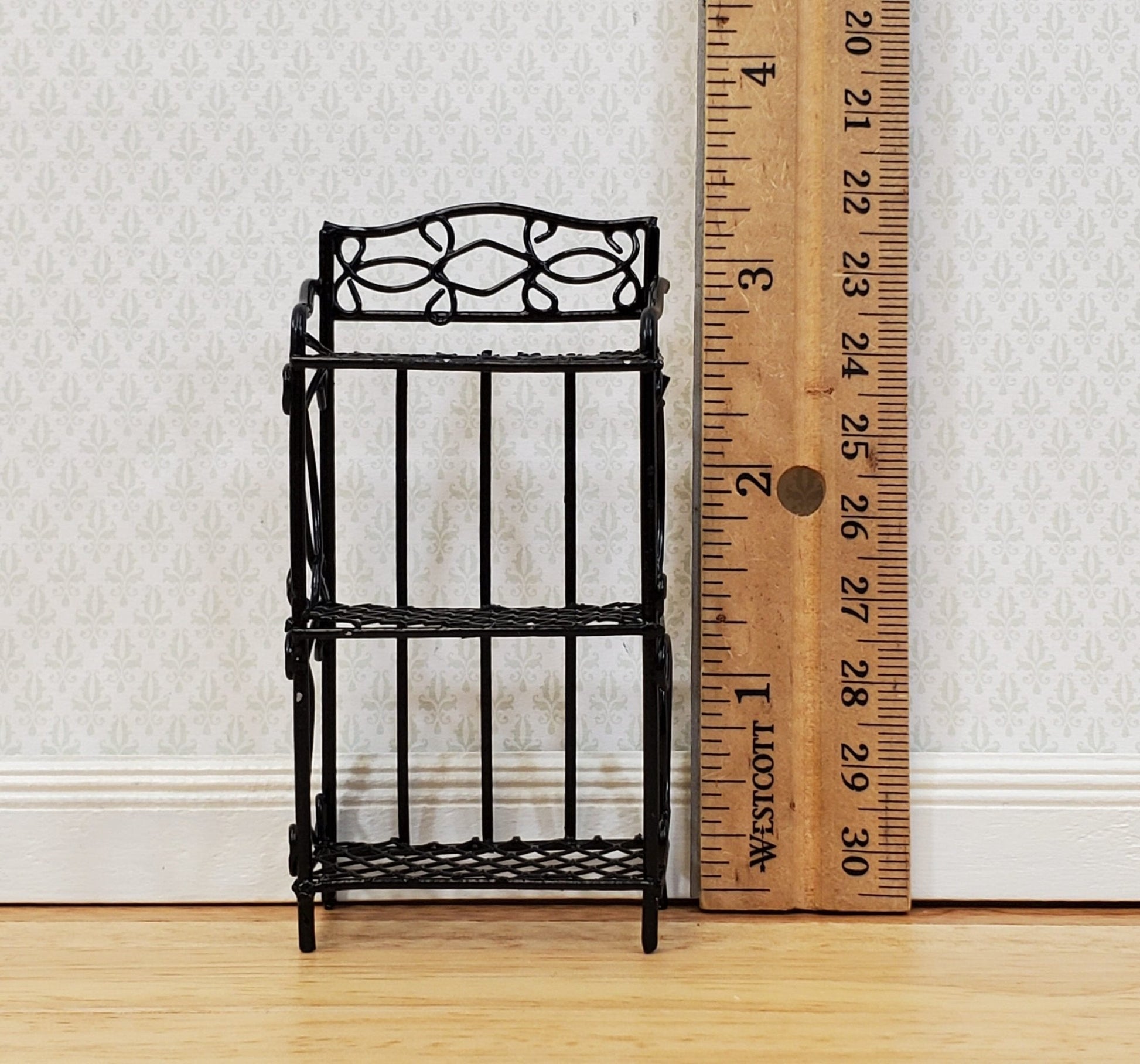 Dollhouse Black Metal Shelf Small 3 Shelves 1:12 Scale Miniature Kitchen Bakery - Miniature Crush