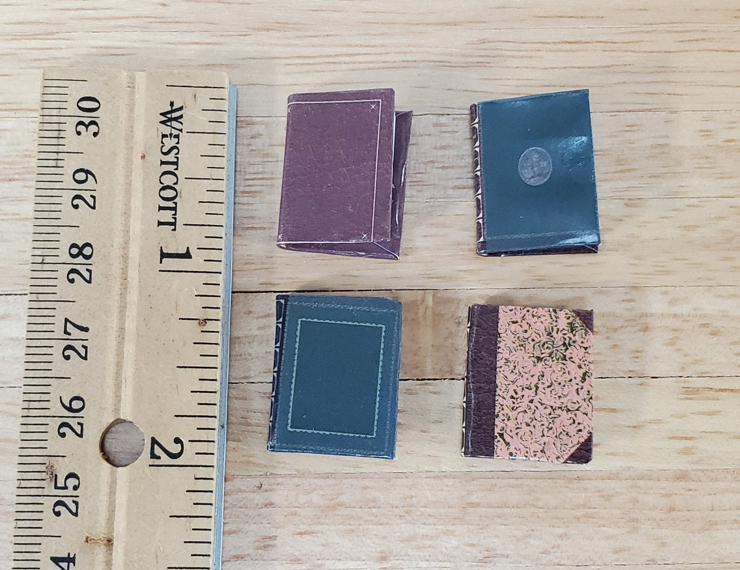 Dollhouse Books with Blank Pages Vintage Style Set of 4 1:12 Scale Miniature Library - Miniature Crush