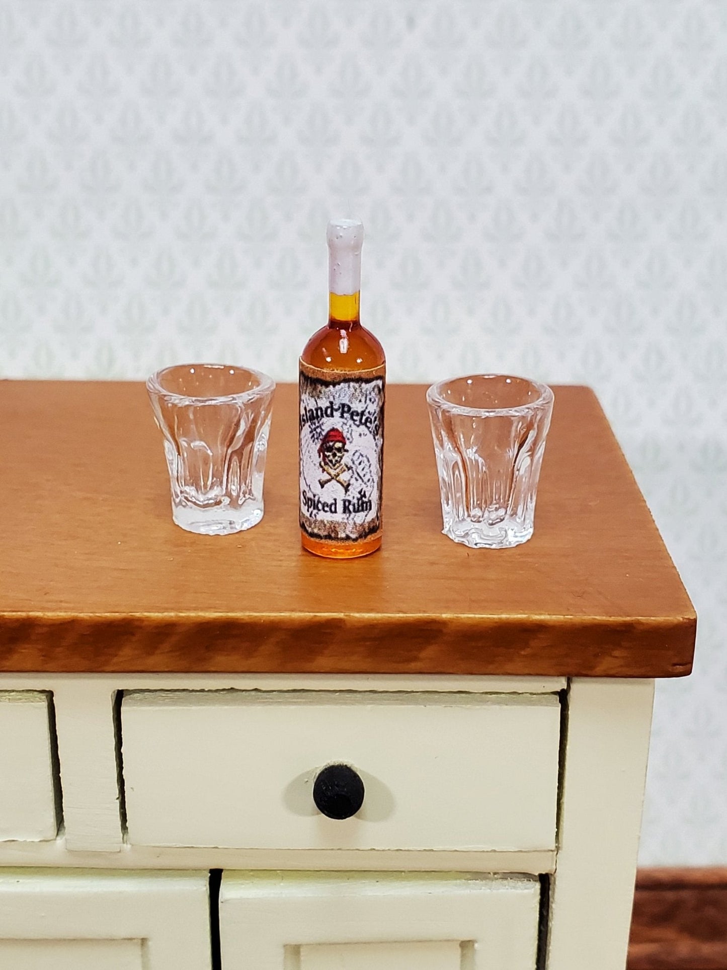 Dollhouse Bottle of Spiced Rum "Island Pete's" 1:12 Scale Miniature 1" Tall Booze Drinks - Miniature Crush