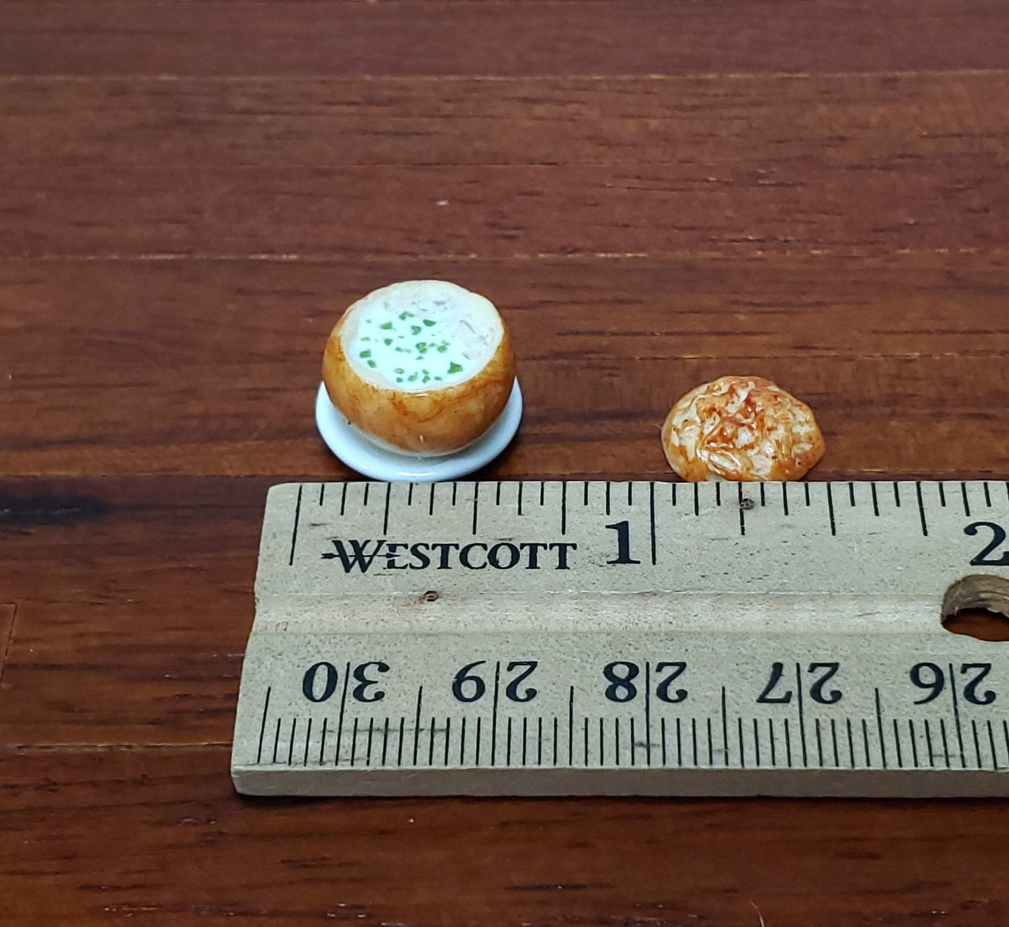 Dollhouse Bread Bowl Filled with Clam Chowder Soup 1:12 Scale Miniature Food Kitchen - Miniature Crush