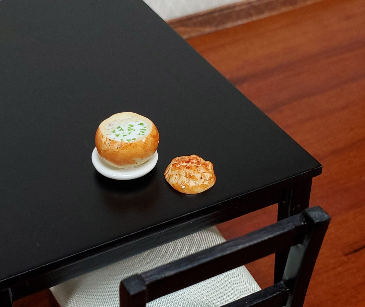 Dollhouse Bread Bowl Filled with Clam Chowder Soup 1:12 Scale Miniature Food Kitchen - Miniature Crush