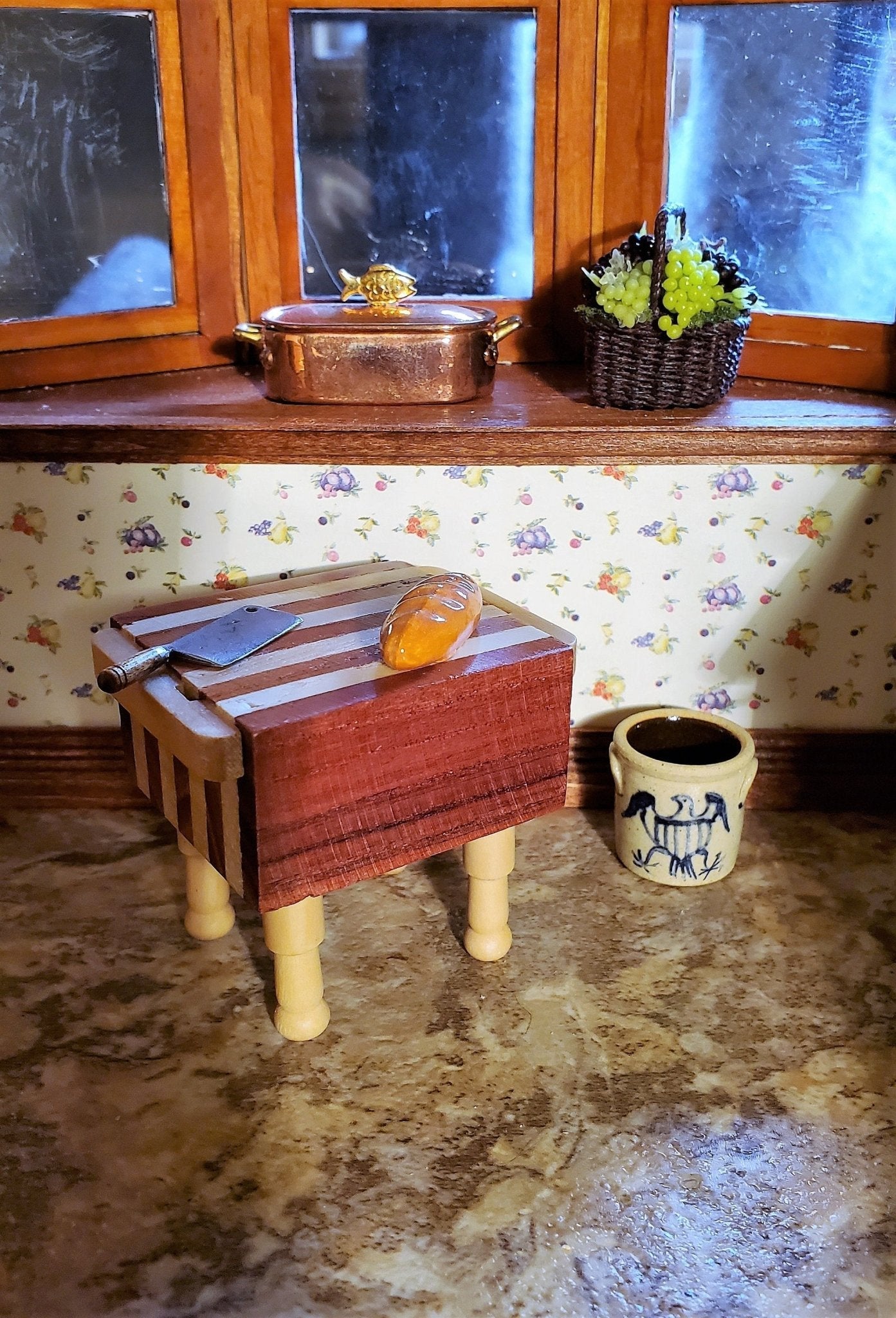 Dollhouse Butcher Block Two Toned End Grain Wood 1:12 Scale Miniature Kitchen - Miniature Crush