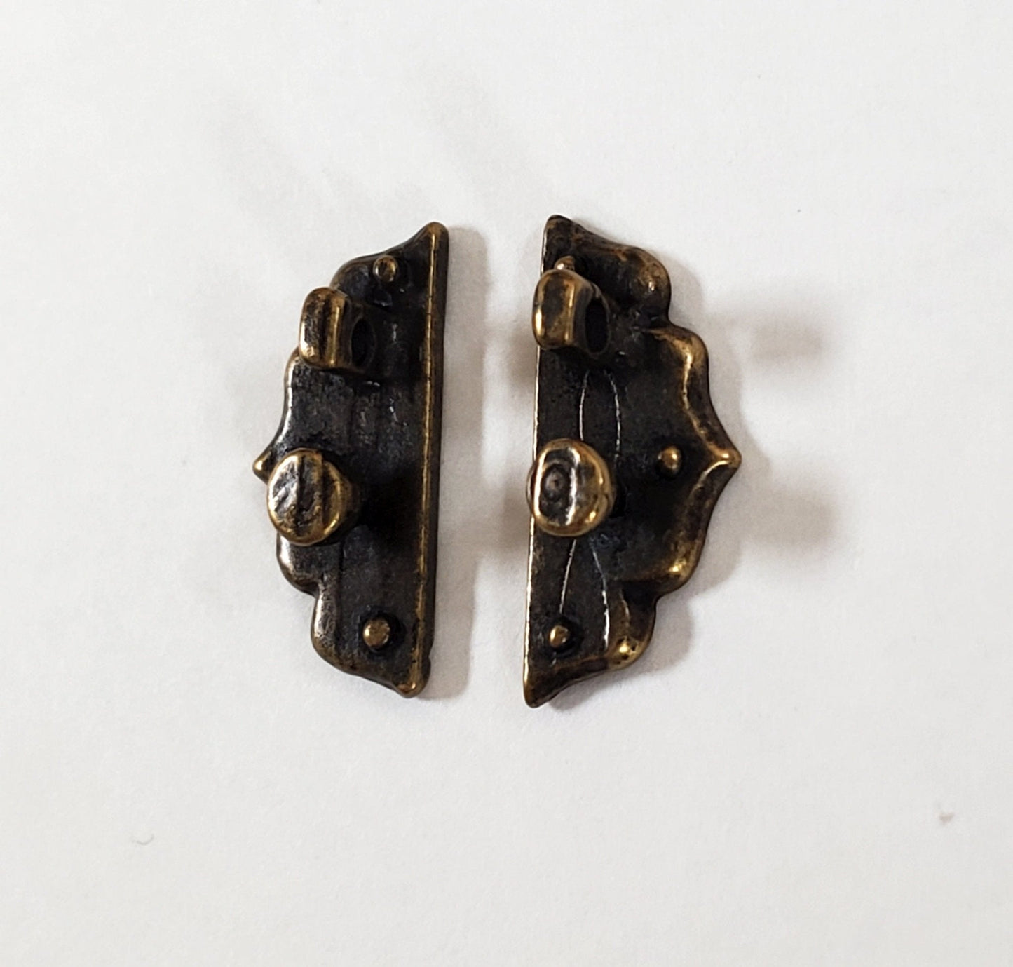 Dollhouse Cabinet Handles Pulls Decorative Bronze x2 1:12 Scale Miniatures - Miniature Crush