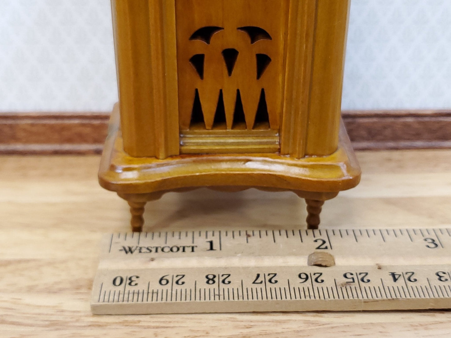 Dollhouse Cabinet Radio Vintage Style Wood Walnut Finish 1:12 Scale Miniature - Miniature Crush