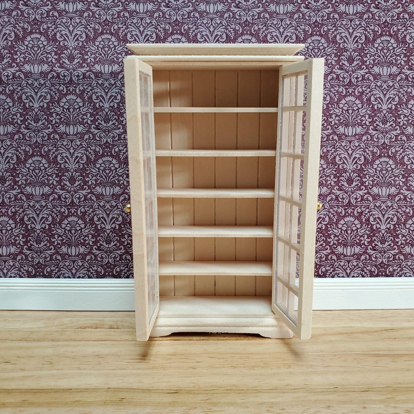 Dollhouse Cabinet with Doors Small Profile 1:12 Scale Miniature Furniture Unpainted - Miniature Crush