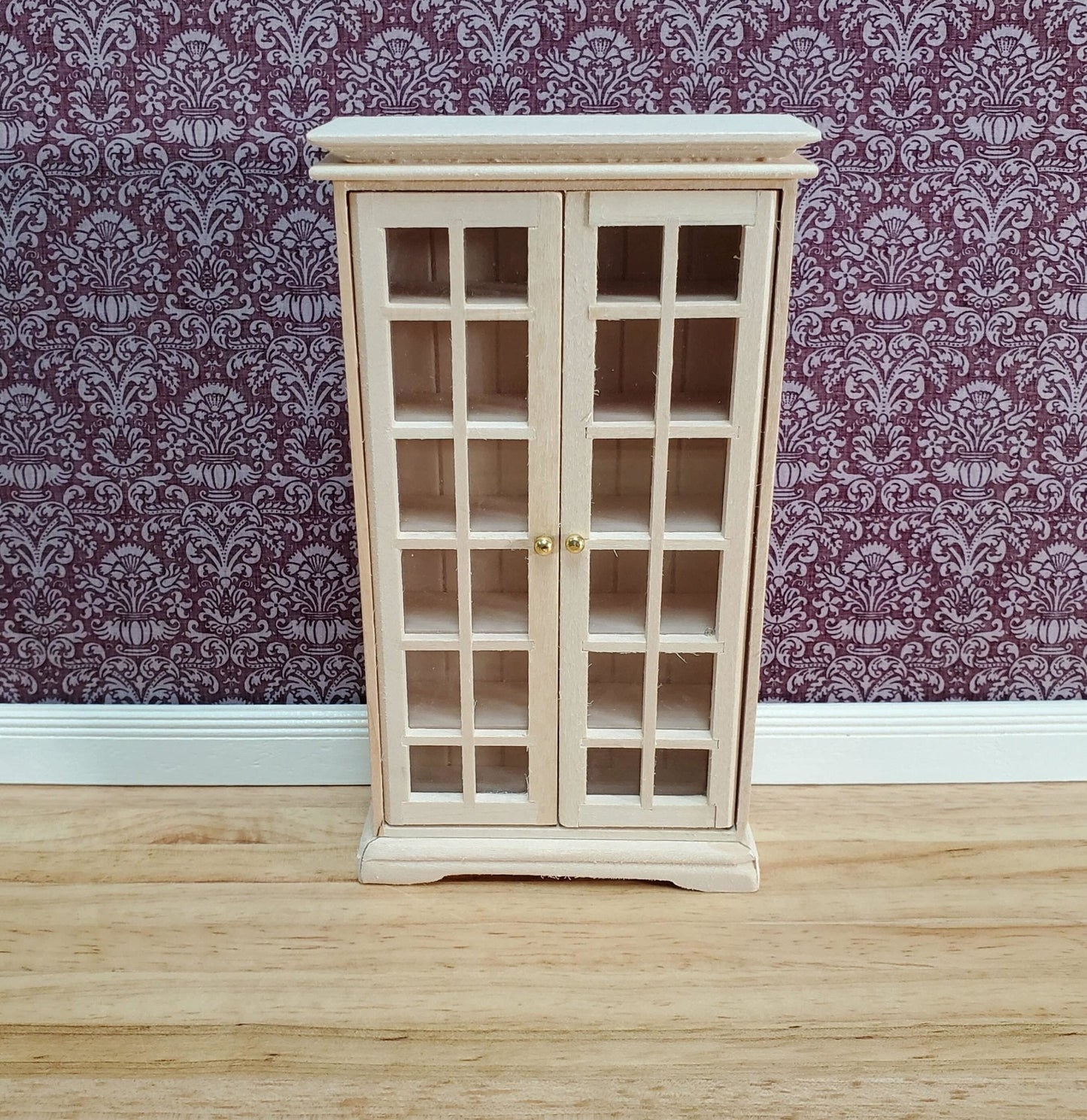 Dollhouse Cabinet with Doors Small Profile 1:12 Scale Miniature Furniture Unpainted - Miniature Crush