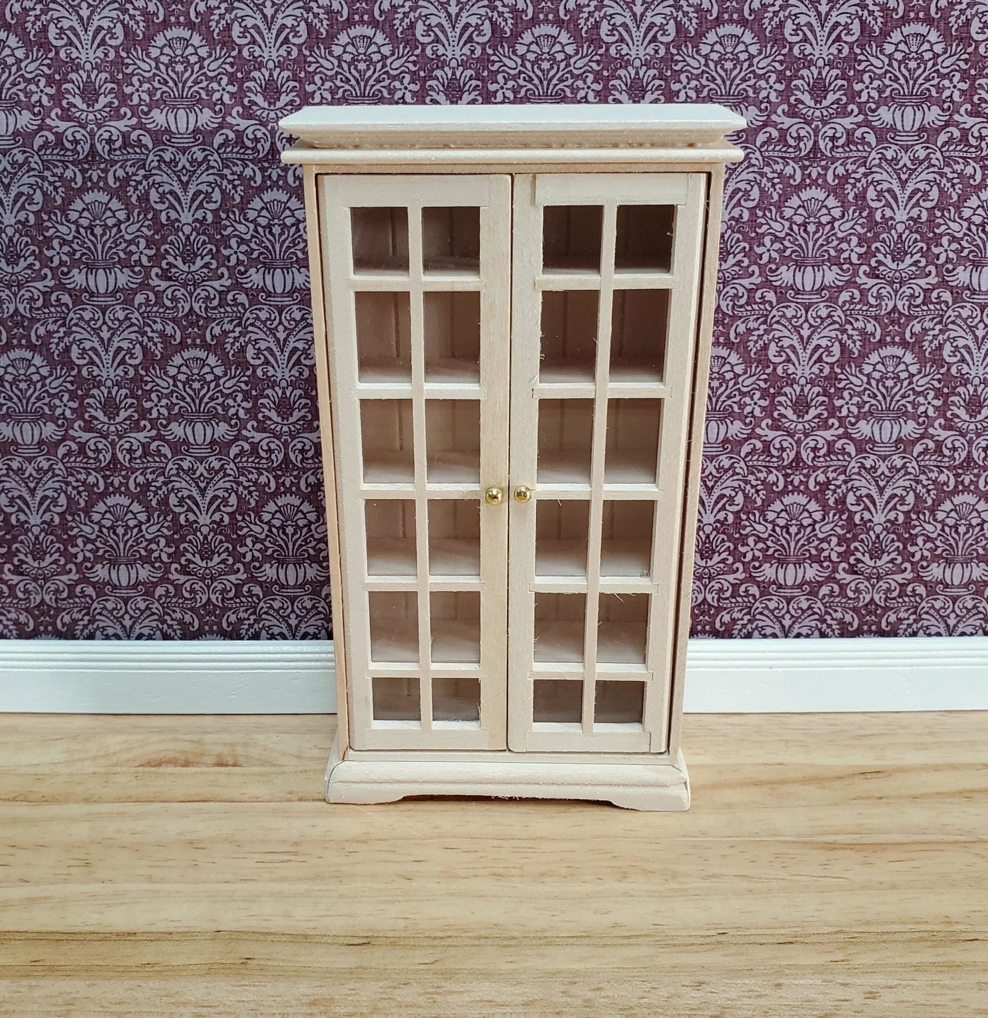 Dollhouse Cabinet with Doors Small Profile 1:12 Scale Miniature Furniture Unpainted - Miniature Crush