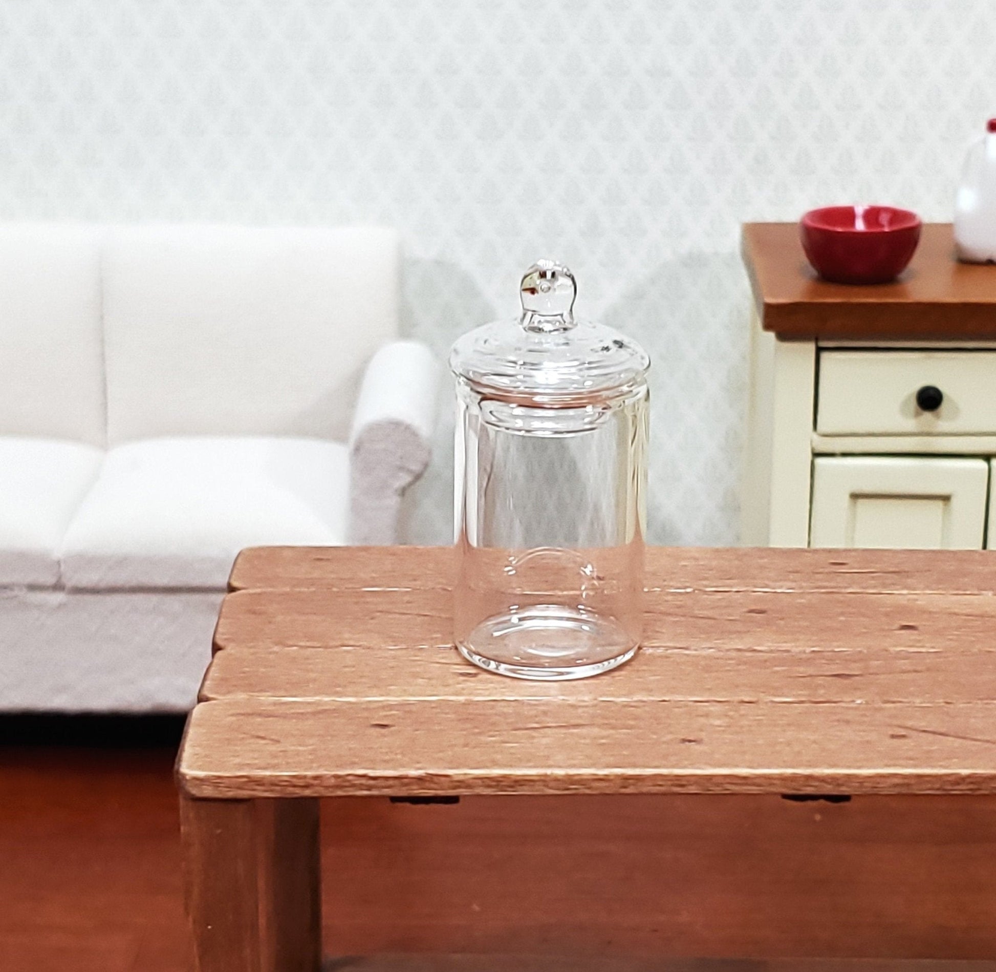 Dollhouse Candy Jar Empty Glass with Lid Tall Wide 1:6 Scale for Miniature Kitchen or Shop - Miniature Crush