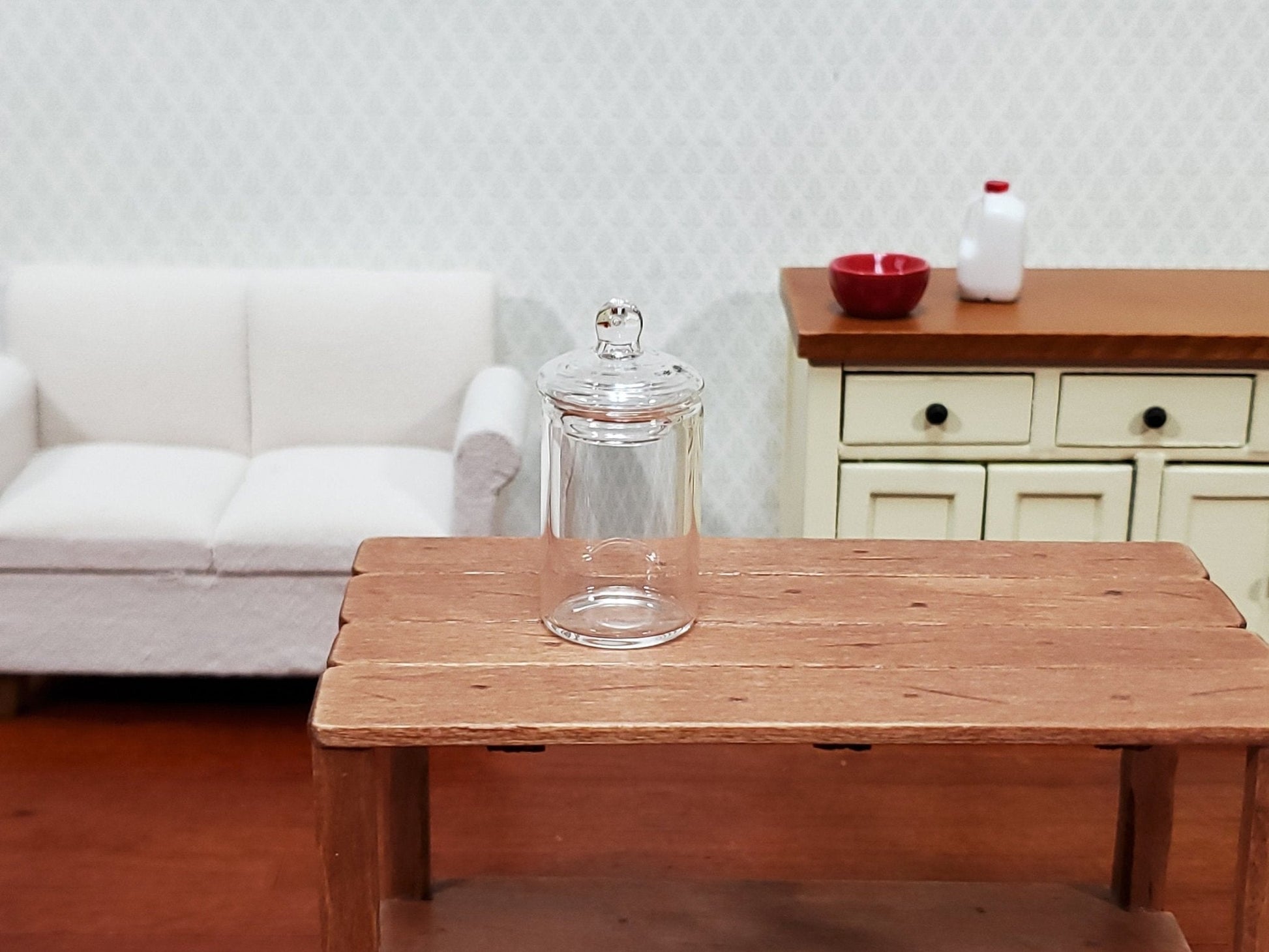 Dollhouse Candy Jar Empty Glass with Lid Tall Wide 1:6 Scale for Miniature Kitchen or Shop - Miniature Crush