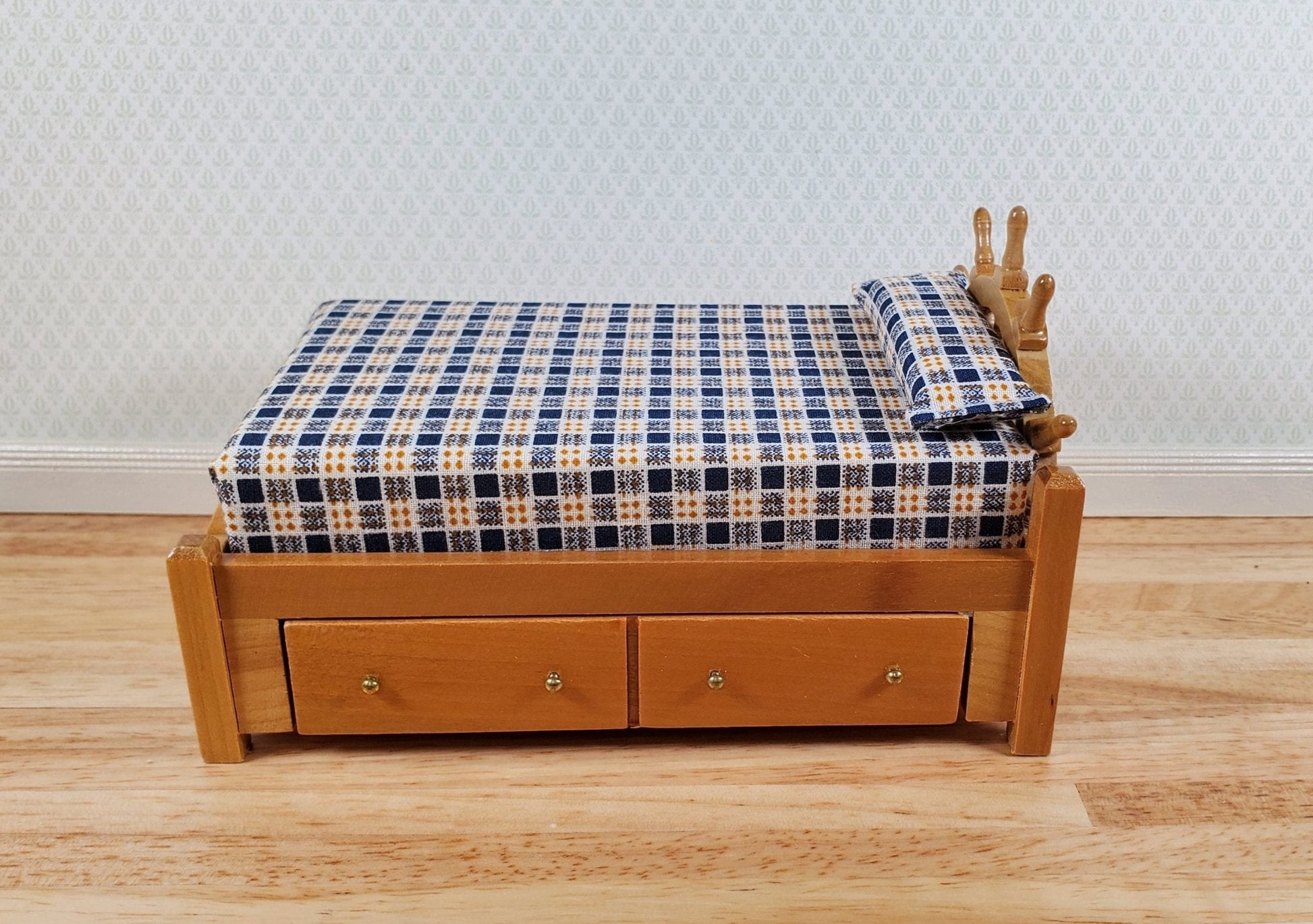 Dollhouse Captains Bed with Ships Wheel Headboard 1:12 Scale Bedroom Furniture - Miniature Crush