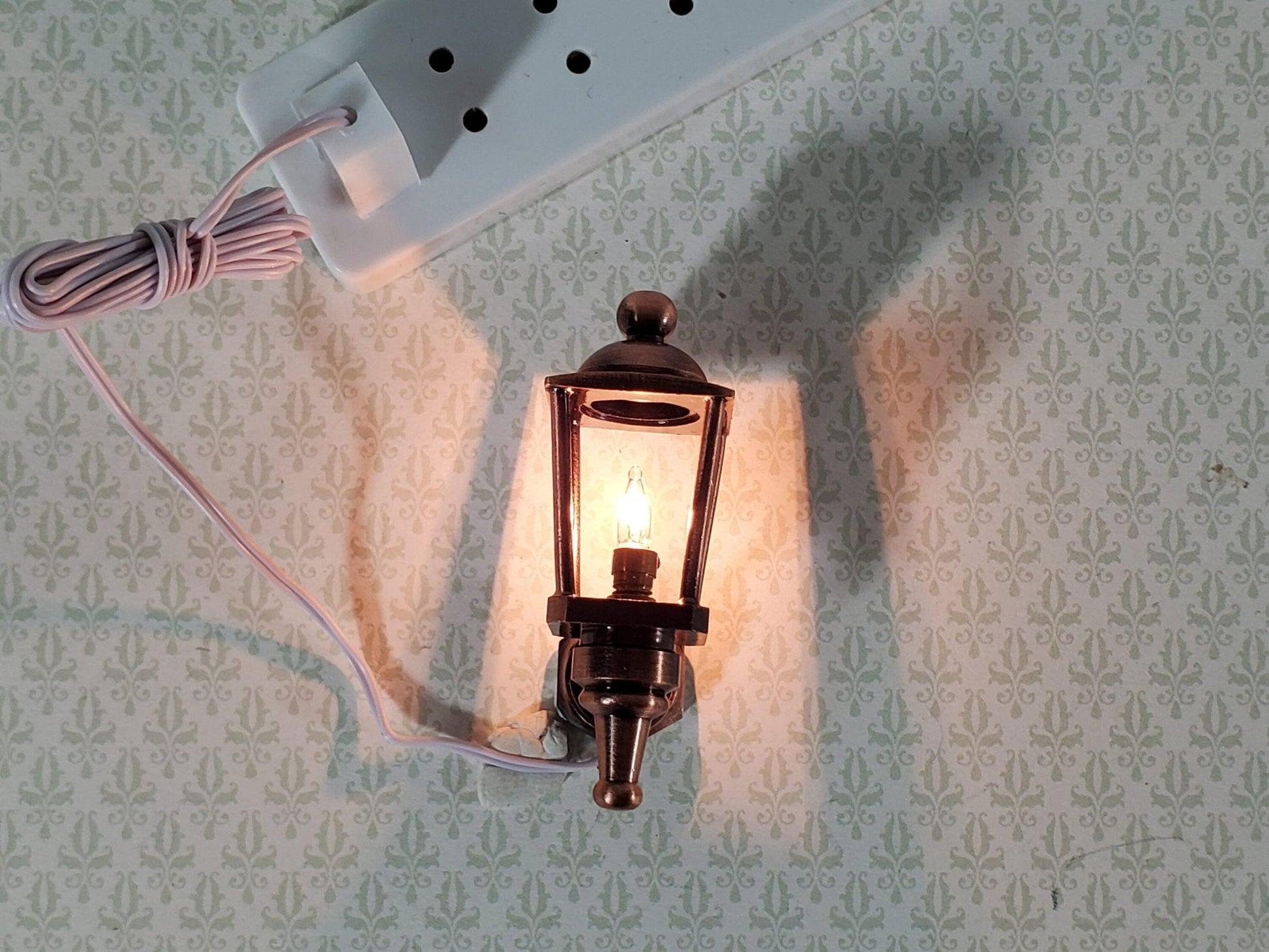 Dollhouse Carriage Coach Lamp Bronze 1:12 Scale Miniature 12 Volt with Plug Porch Light - Miniature Crush