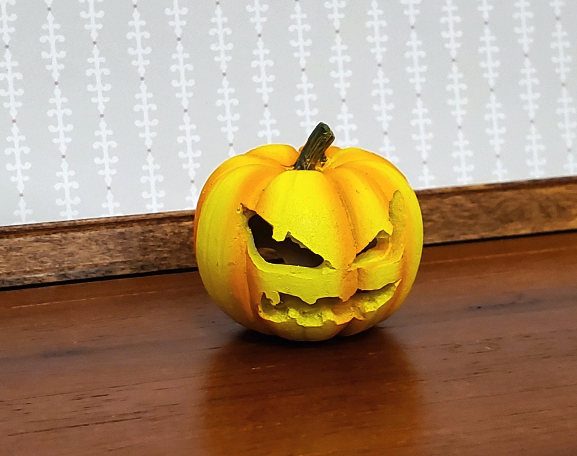 Dollhouse Carved Pumpkin for Halloween Decor 1:12 Scale Miniature Hole for Light - Miniature Crush