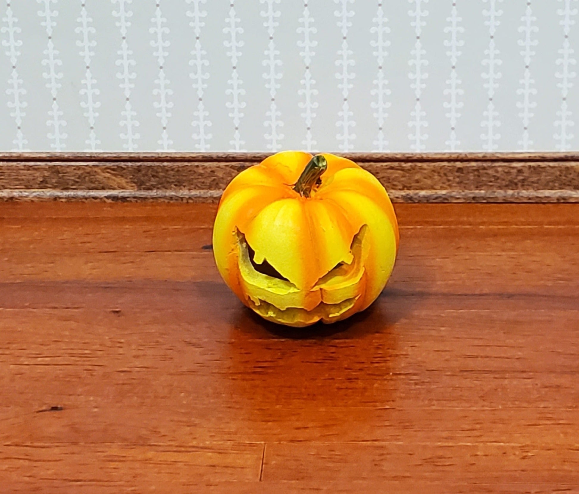 Dollhouse Carved Pumpkin for Halloween Decor 1:12 Scale Miniature Hole for Light - Miniature Crush