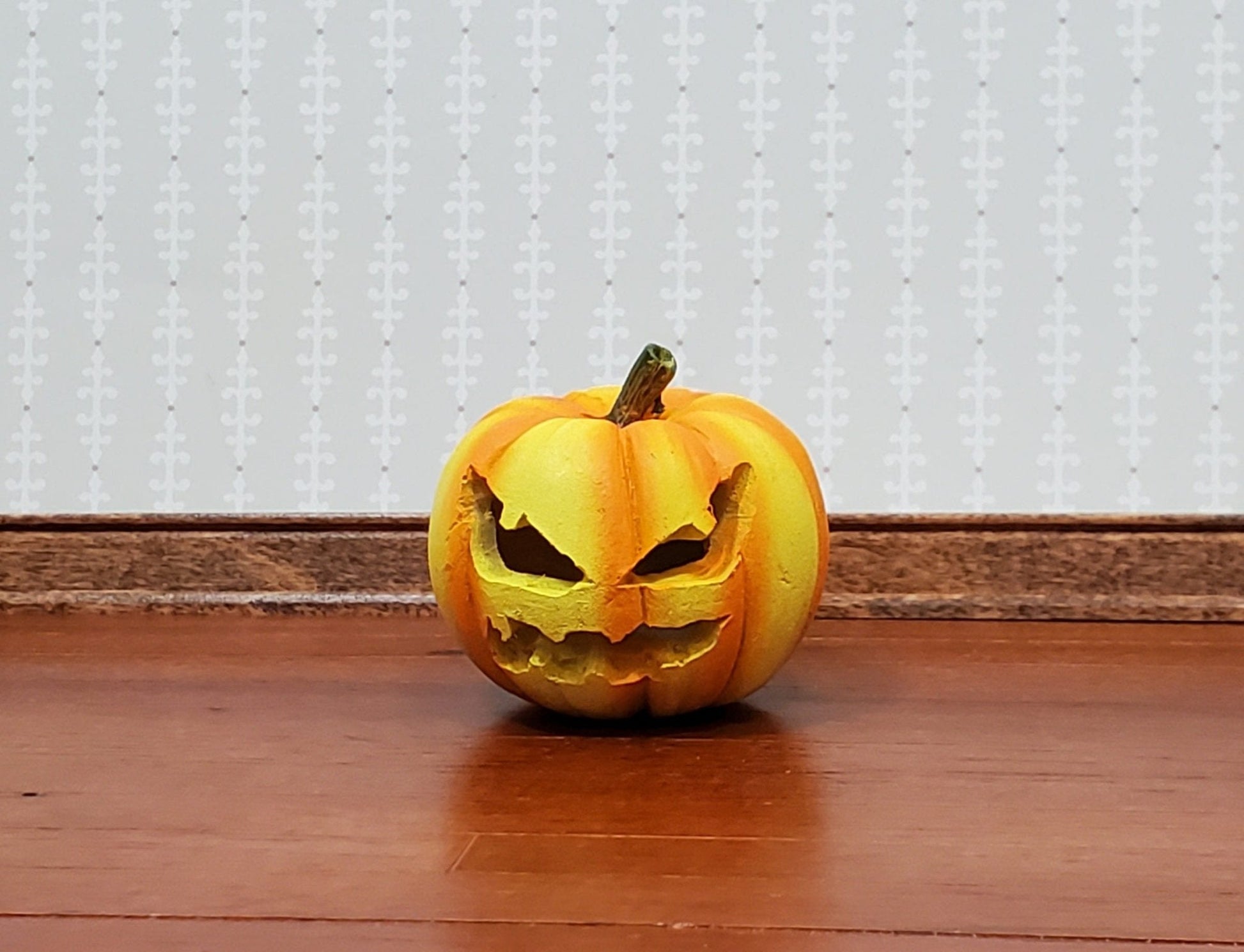 Dollhouse Carved Pumpkin for Halloween Decor 1:12 Scale Miniature Hole for Light - Miniature Crush