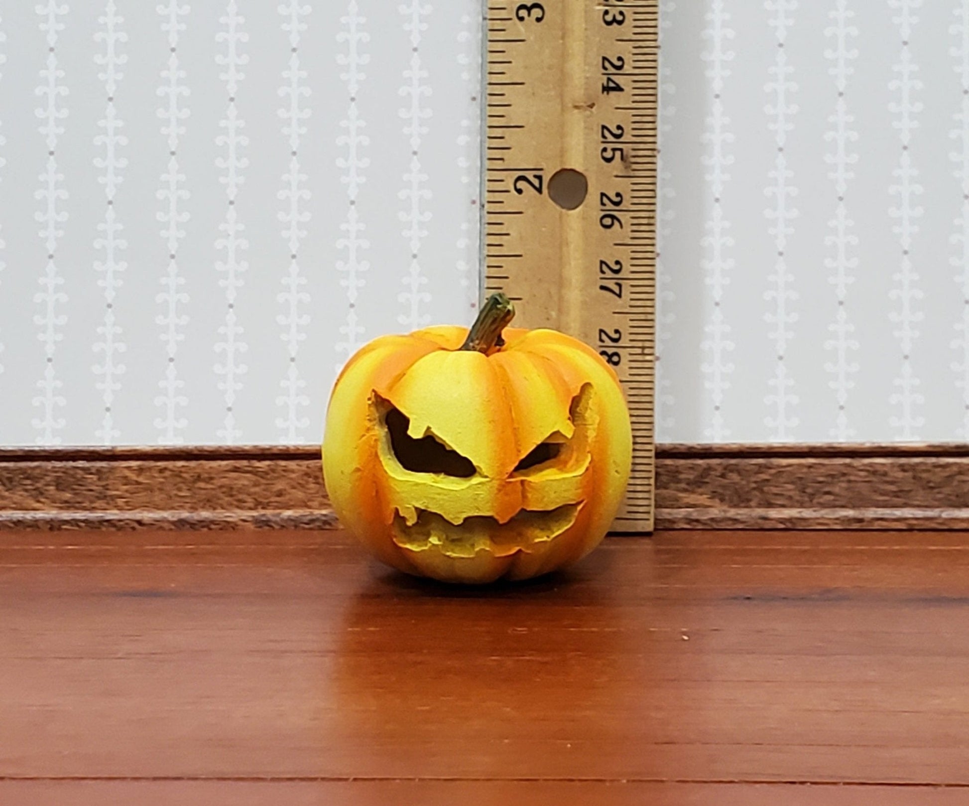 Dollhouse Carved Pumpkin for Halloween Decor 1:12 Scale Miniature Hole for Light - Miniature Crush