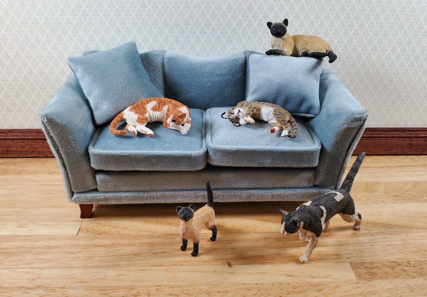 Dollhouse Cat Lying Down Orange and White Tabby 1:12 Scale Miniature Pet Kitty - Miniature Crush