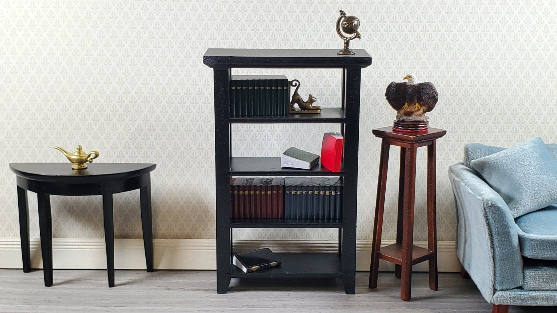 Dollhouse Cellar Rack Pantry Shelves Black 1:12 Scale Miniature Wood Furniture - Miniature Crush