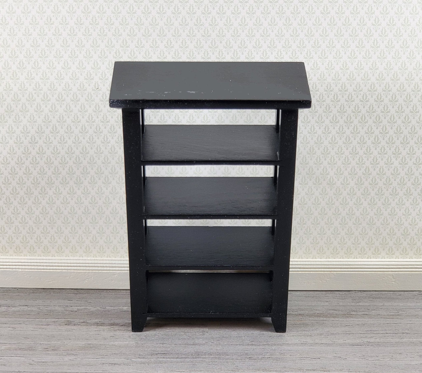 Dollhouse Cellar Rack Pantry Shelves Black 1:12 Scale Miniature Wood Furniture - Miniature Crush