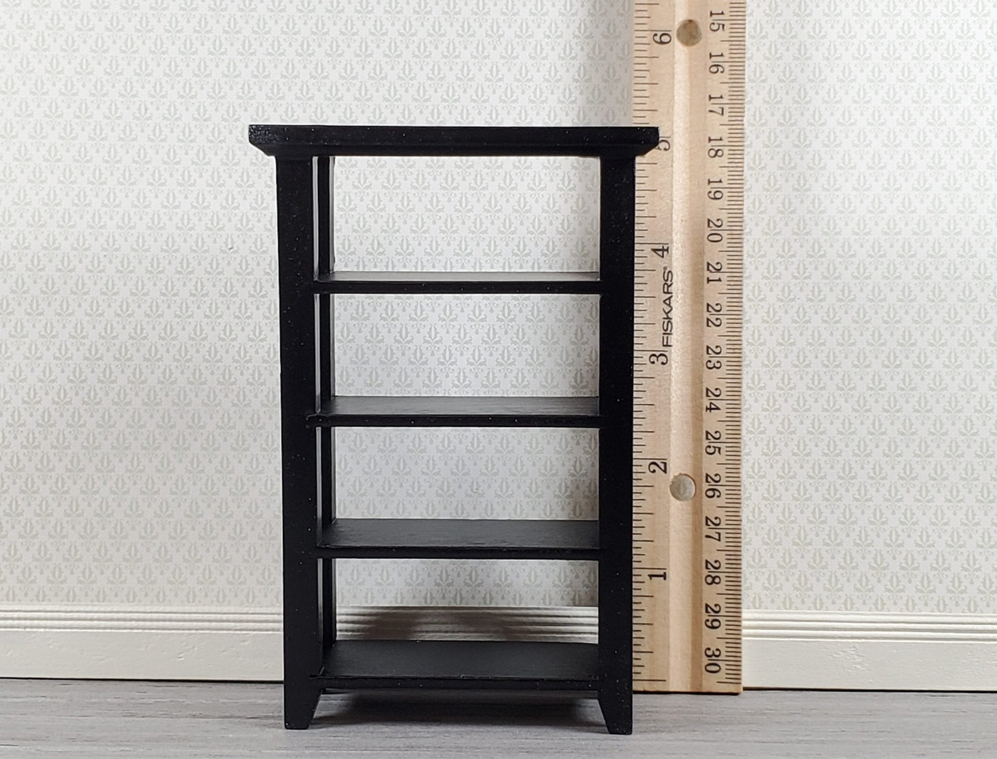 Dollhouse Cellar Rack Pantry Shelves Black 1:12 Scale Miniature Wood Furniture - Miniature Crush