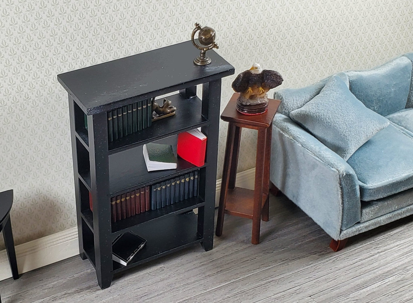 Dollhouse Cellar Rack Pantry Shelves Black 1:12 Scale Miniature Wood Furniture - Miniature Crush