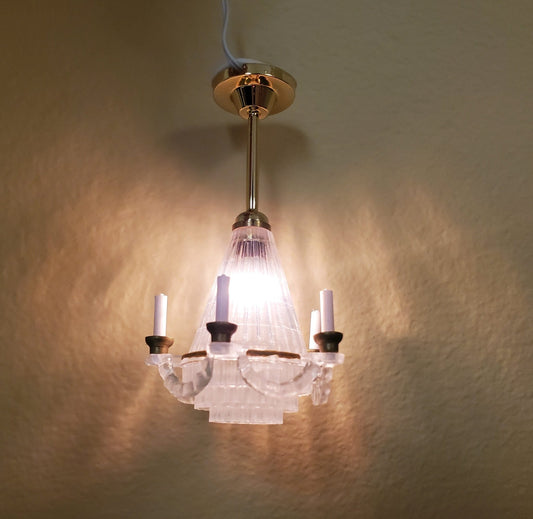 Dollhouse Chandelier Electric 12 Volt with Plug 1:12 Scale Miniature - Miniature Crush