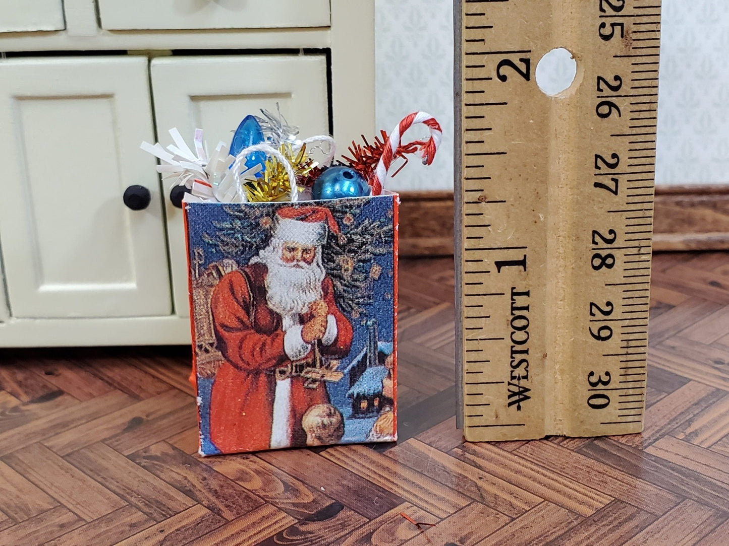Dollhouse Christmas Holiday Shopping Bag Santa Claus 1:12 Scale Miniature Accessories - Miniature Crush