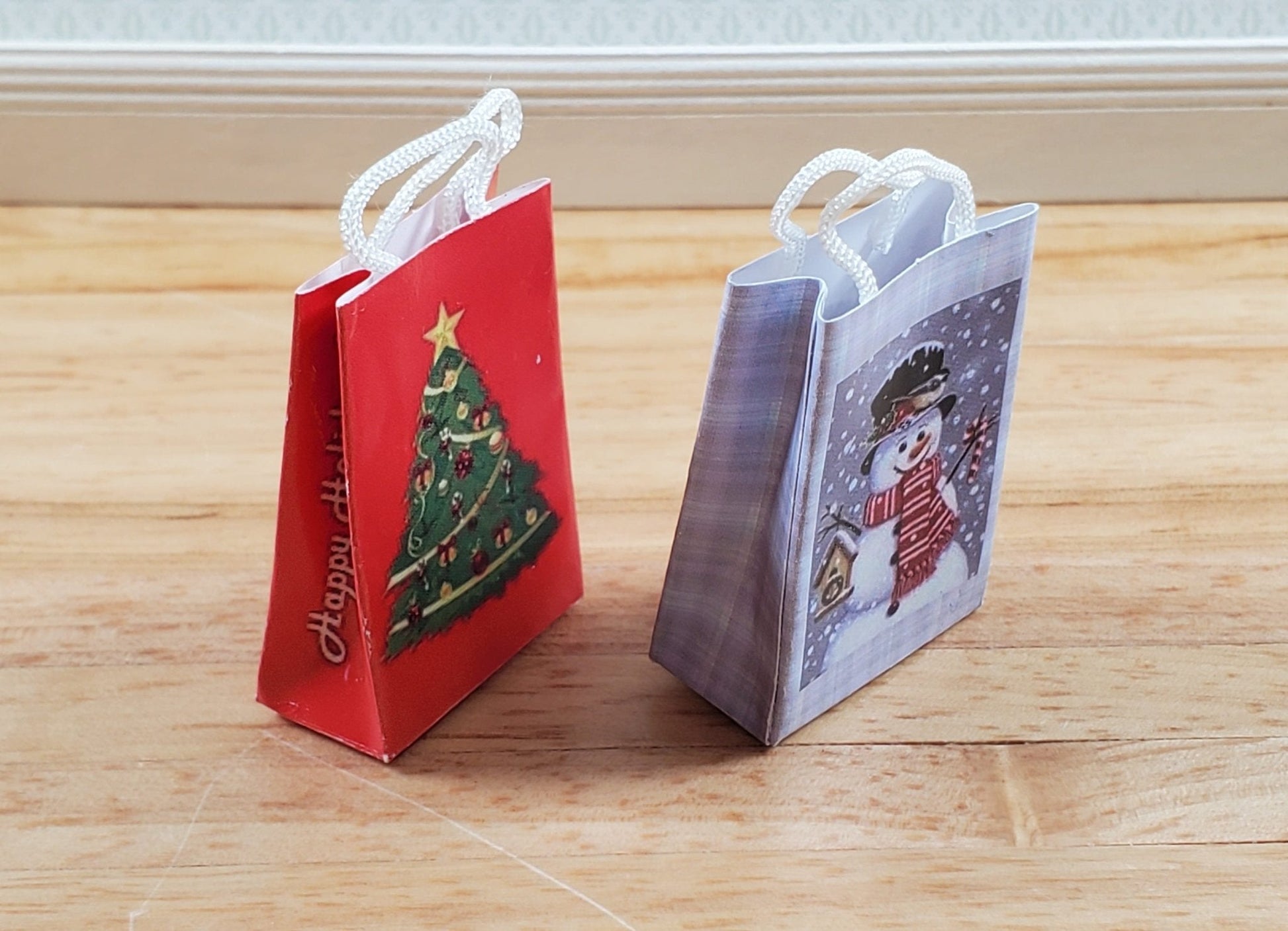 Dollhouse Christmas Holiday Shopping Bags x2 1:12 Scale Miniature Accessories - Miniature Crush