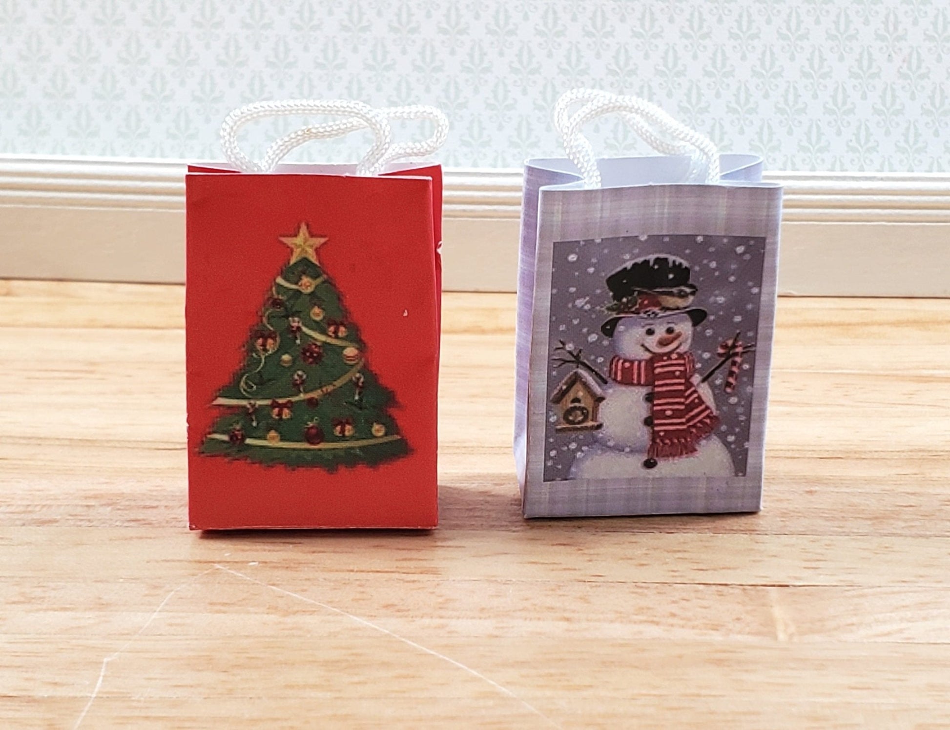 Dollhouse Christmas Holiday Shopping Bags x2 1:12 Scale Miniature Accessories - Miniature Crush