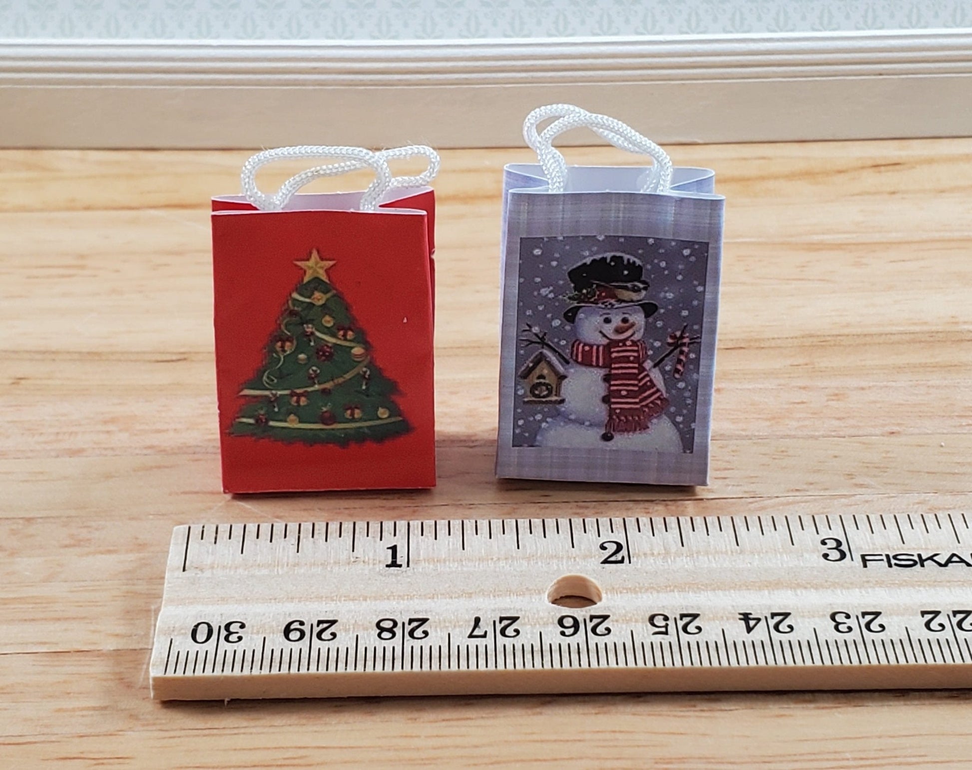 Dollhouse Christmas Holiday Shopping Bags x2 1:12 Scale Miniature Accessories - Miniature Crush