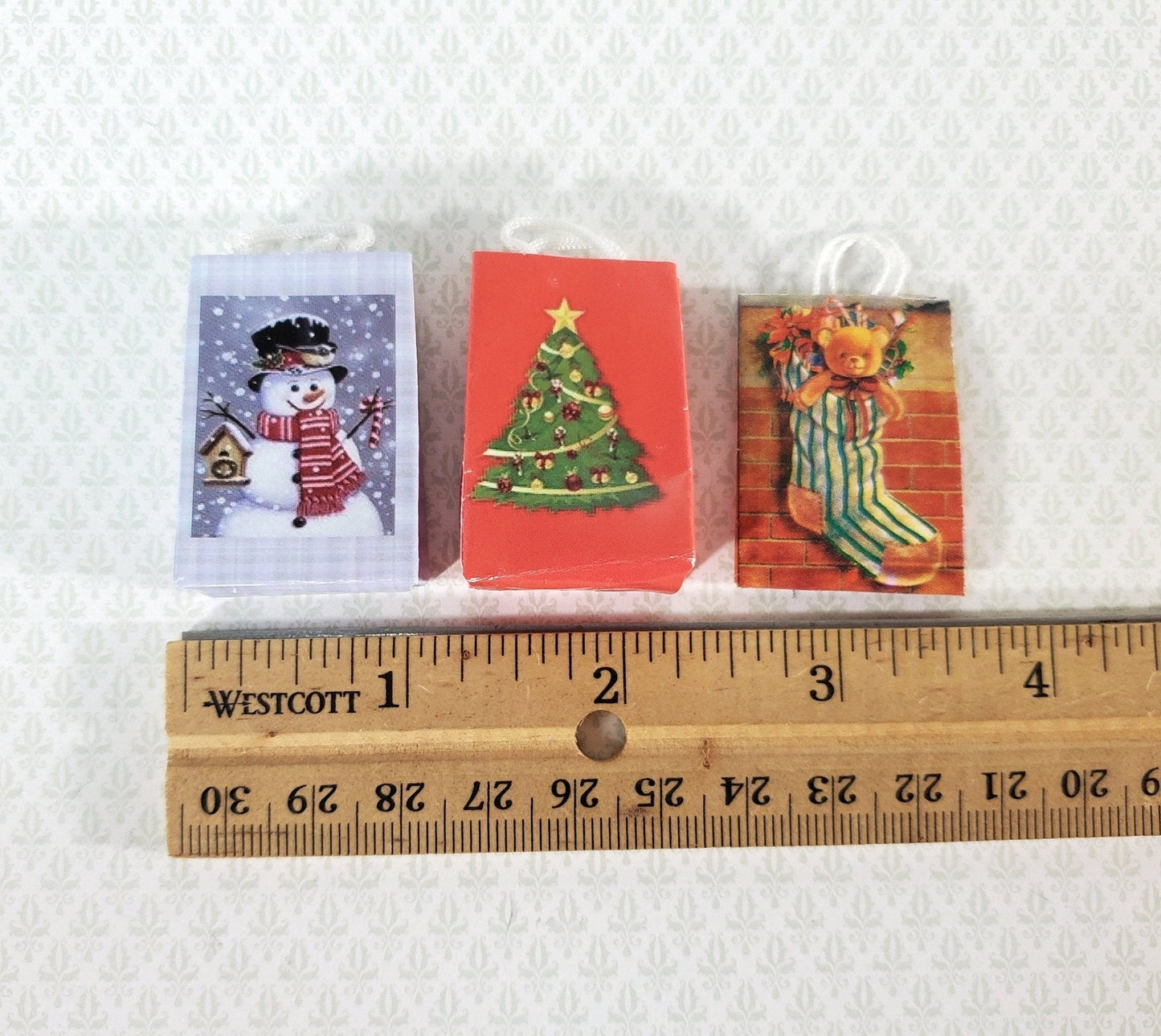 Dollhouse Christmas Holiday Shopping Bags x3 1:12 Scale Miniature Accessories - Miniature Crush