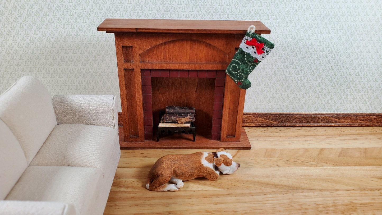 Dollhouse Christmas Stocking Green with Red Bow Handmade 1:12 Scale Miniature - Miniature Crush