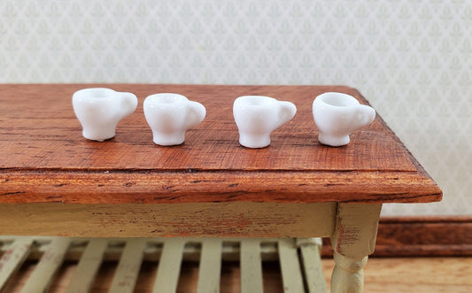 Dollhouse Coffee Mugs Tea Cups Set of 4 Cermaic All White 1/12 Scale Miniature - Miniature Crush