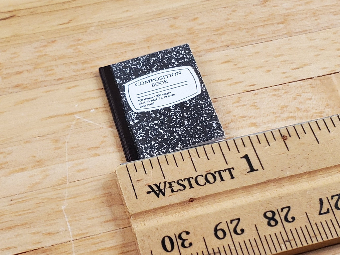 Dollhouse Composition Notebook Lined Pages 1:12 Scale Miniatures Handmade - Miniature Crush
