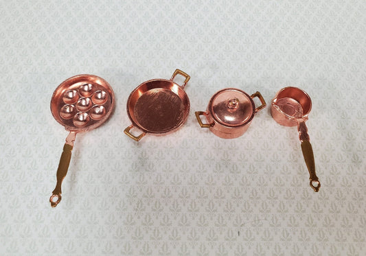 Dollhouse Copper Pots & Pans Stock Soup Saute Egg Poacher 1:12 Scale Miniatures - Miniature Crush
