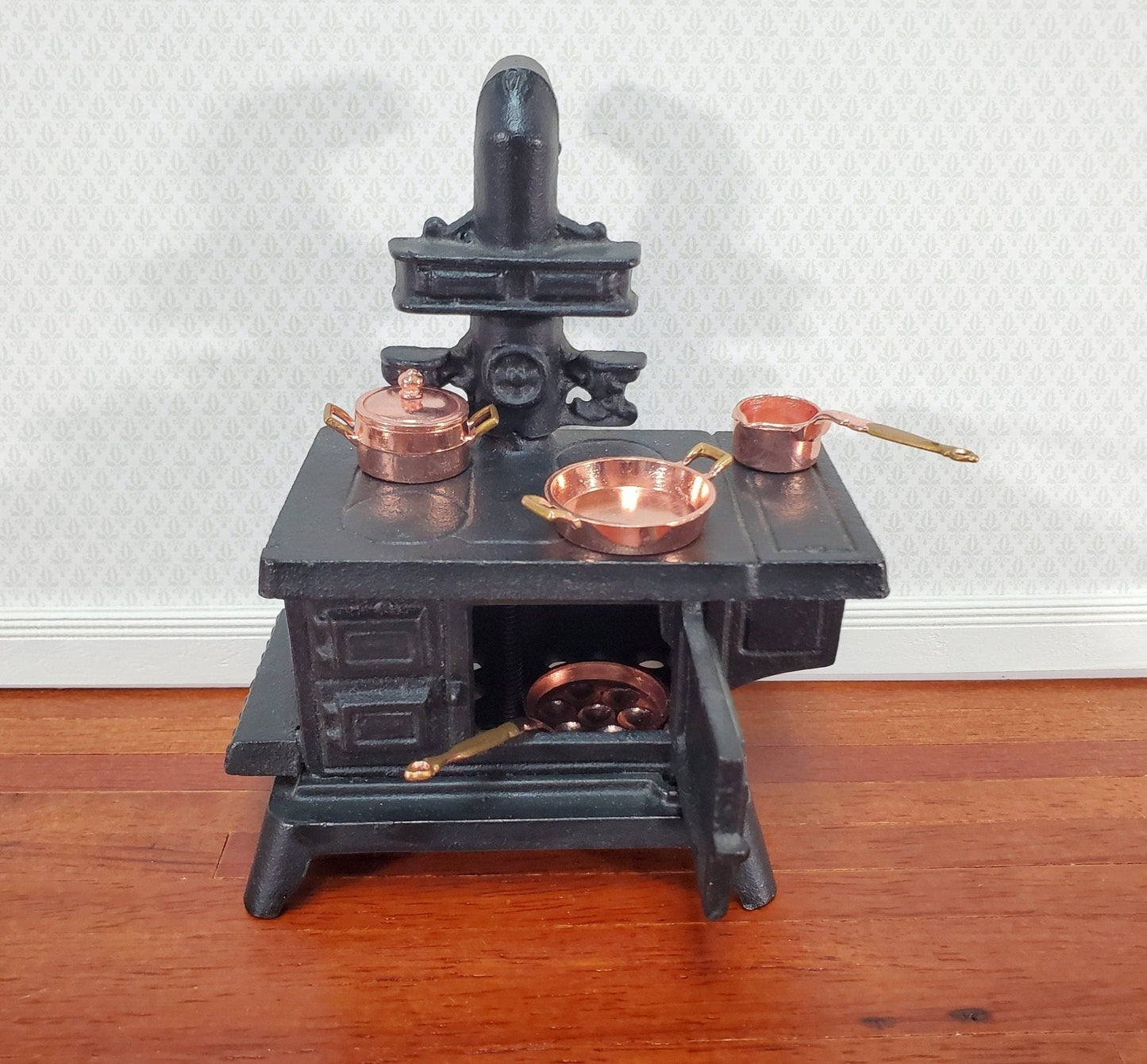 Dollhouse Copper Pots & Pans Stock Soup Saute Egg Poacher 1:12 Scale Miniatures - Miniature Crush