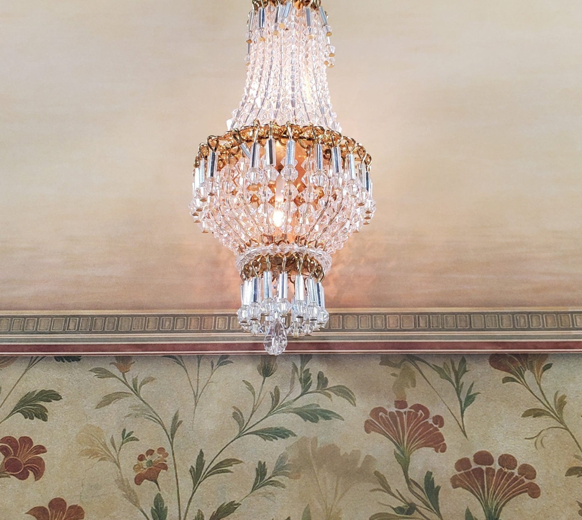 Dollhouse Crystal Chandelier "Chloe Deluxe" Real Glass 12 Volt 1:12 Scale Miniature - Miniature Crush