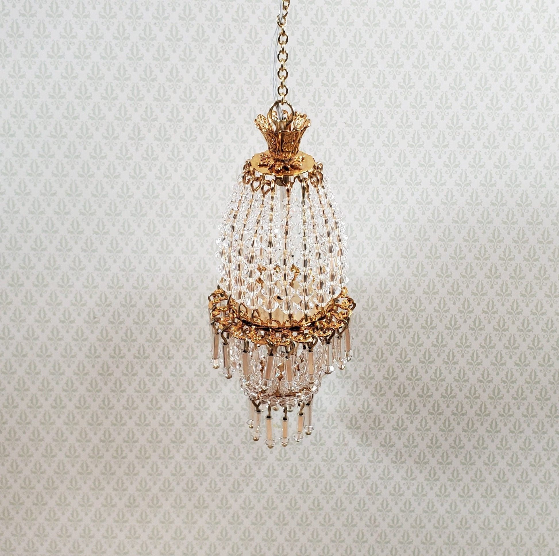 Dollhouse Crystal Chandelier "Daphne" Real Glass 12 Volt 1:12 Scale Miniature - Miniature Crush