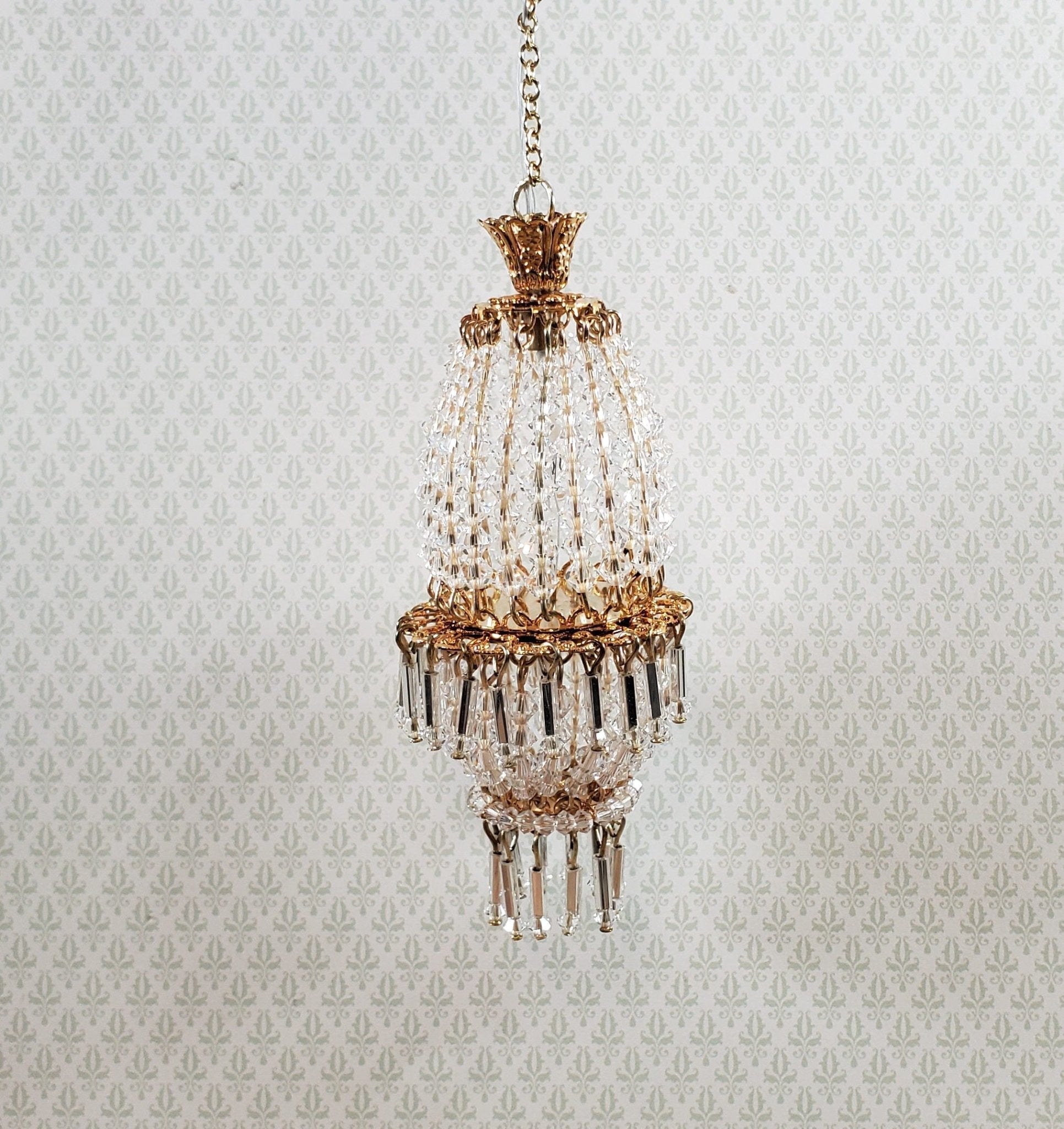 Dollhouse Crystal Chandelier "Daphne" Real Glass 12 Volt 1:12 Scale Miniature - Miniature Crush