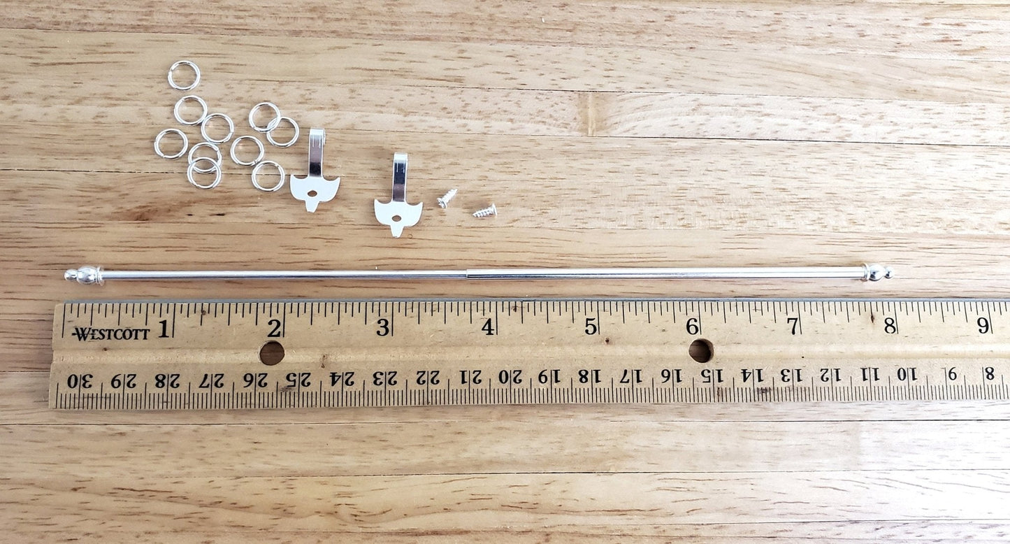 Dollhouse Curtain Rod Silver Metal Adjustable 1:12 Scale Miniatures 4.75" - 8" - Miniature Crush