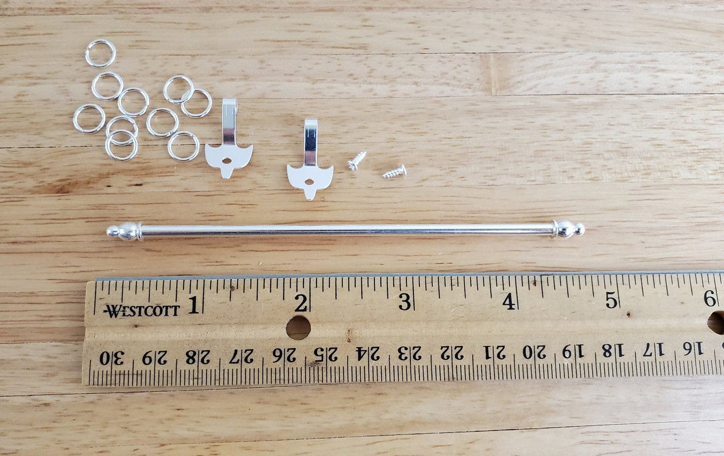 Dollhouse Curtain Rod Silver Metal Adjustable 1:12 Scale Miniatures 4.75" - 8" - Miniature Crush