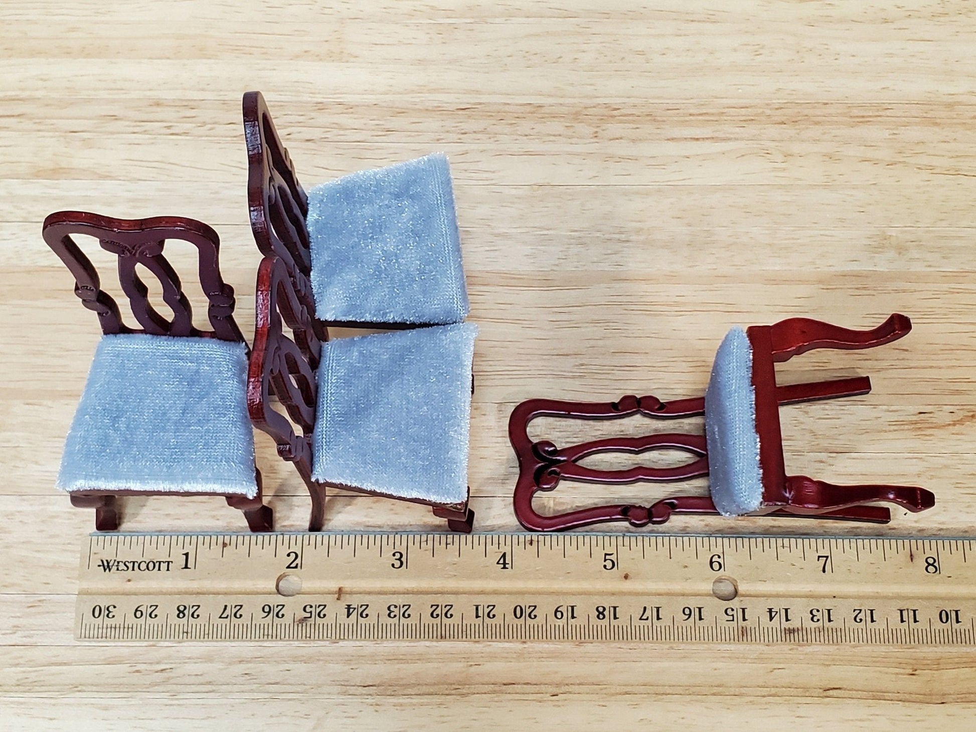 Dollhouse Dining Room Table and 4 Chairs Mahogany Finish 1:12 Scale Miniature Furniture - Miniature Crush