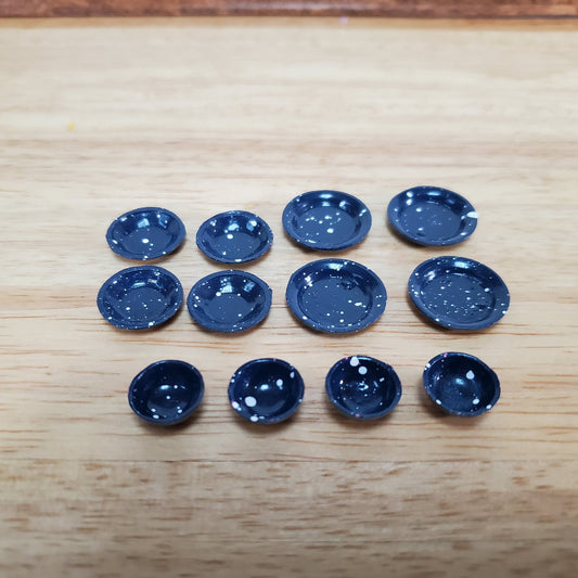 Dollhouse Dishes Plates & Bowls Blue Speckled 1:12 Scale Kitchen Accessories - Miniature Crush