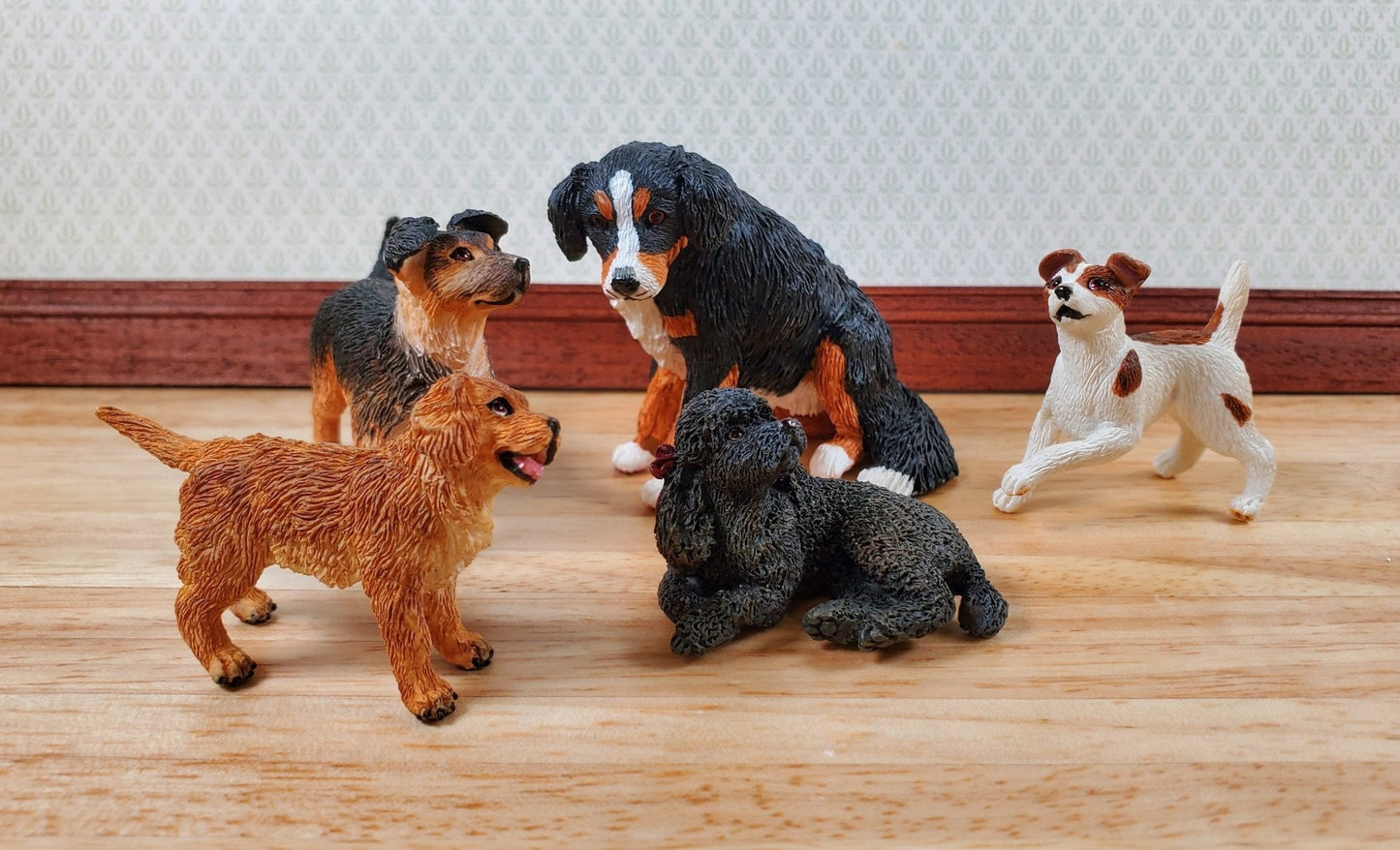 Dollhouse Dog Black Poodle Laying Down Head Up 1:12 Scale Miniature Animal - Miniature Crush