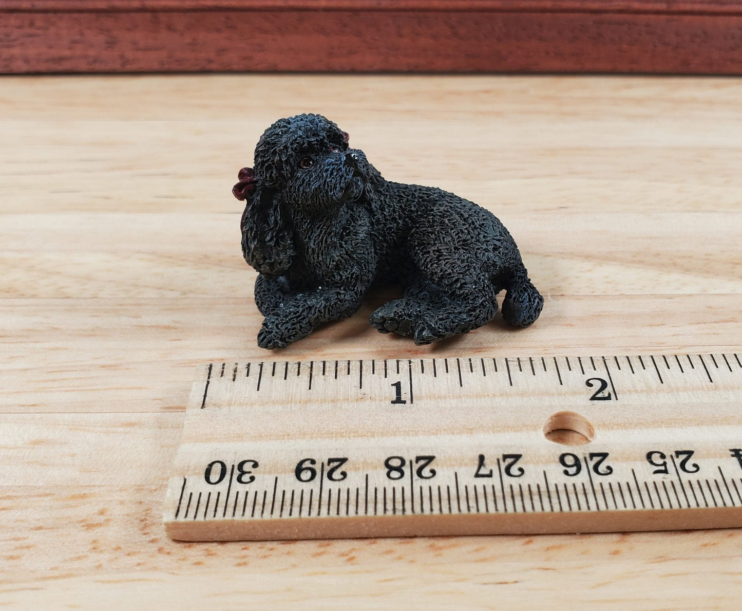Dollhouse Dog Black Poodle Laying Down Head Up 1:12 Scale Miniature Animal - Miniature Crush